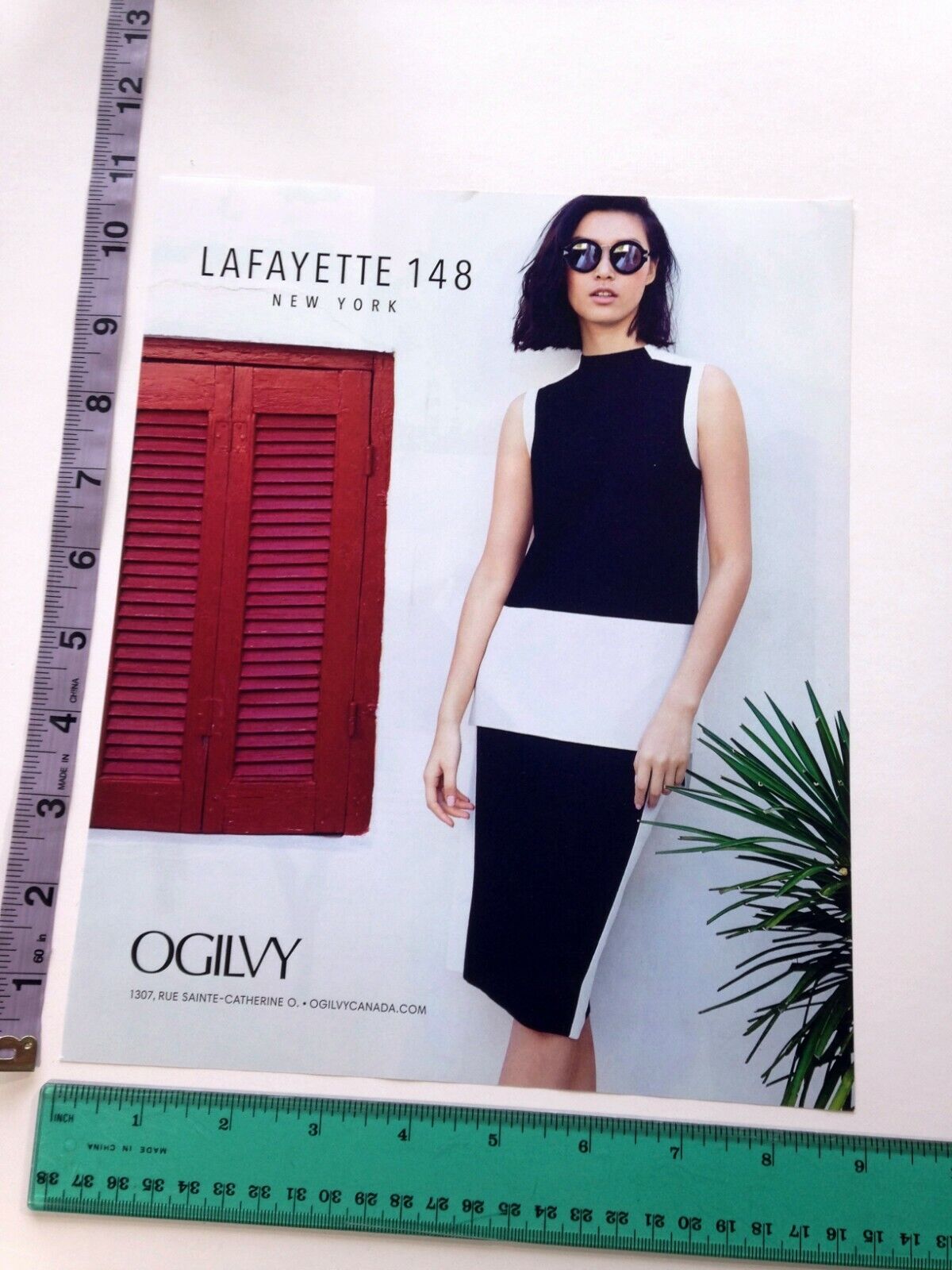 Print Ad - Lafayette 148 Retro Mod pop art dress fashion model photo ad