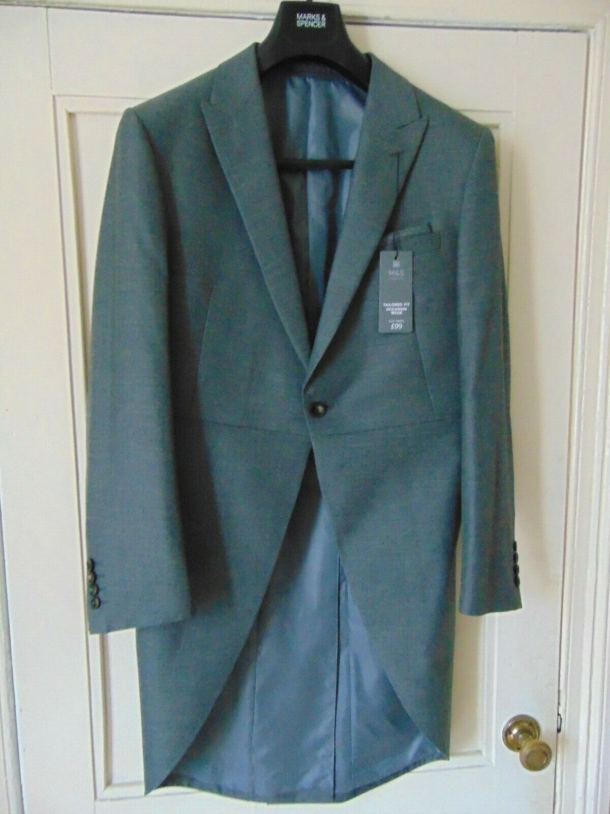 M & S GREY JACKET MORNING SUIT TAILS SIZE 36\