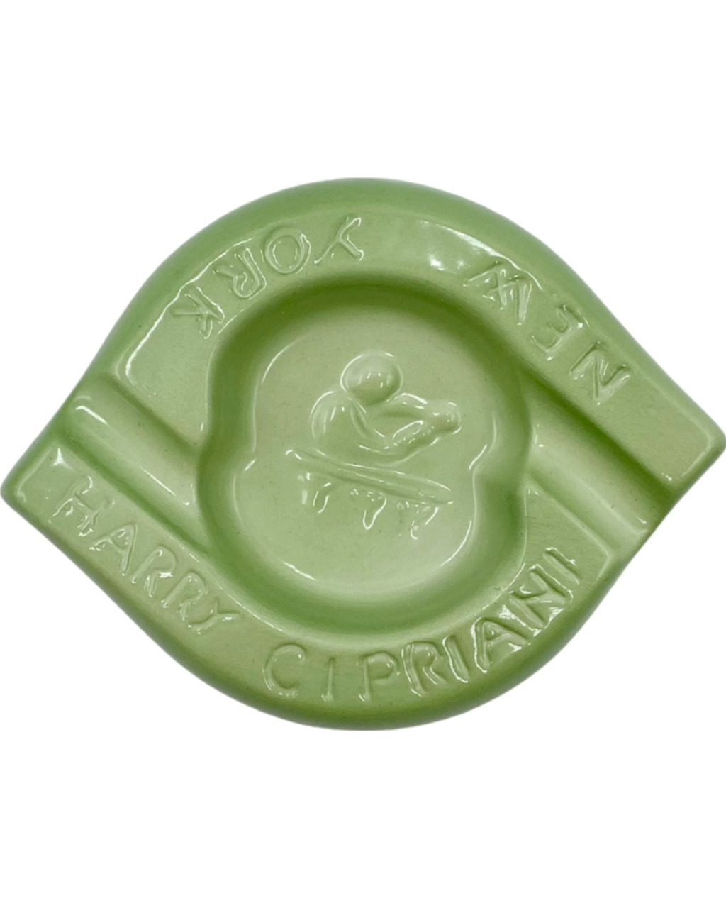 Vintage Harry Cipriani New York NYC Restaurant Green Ceramic Ashtray Dish