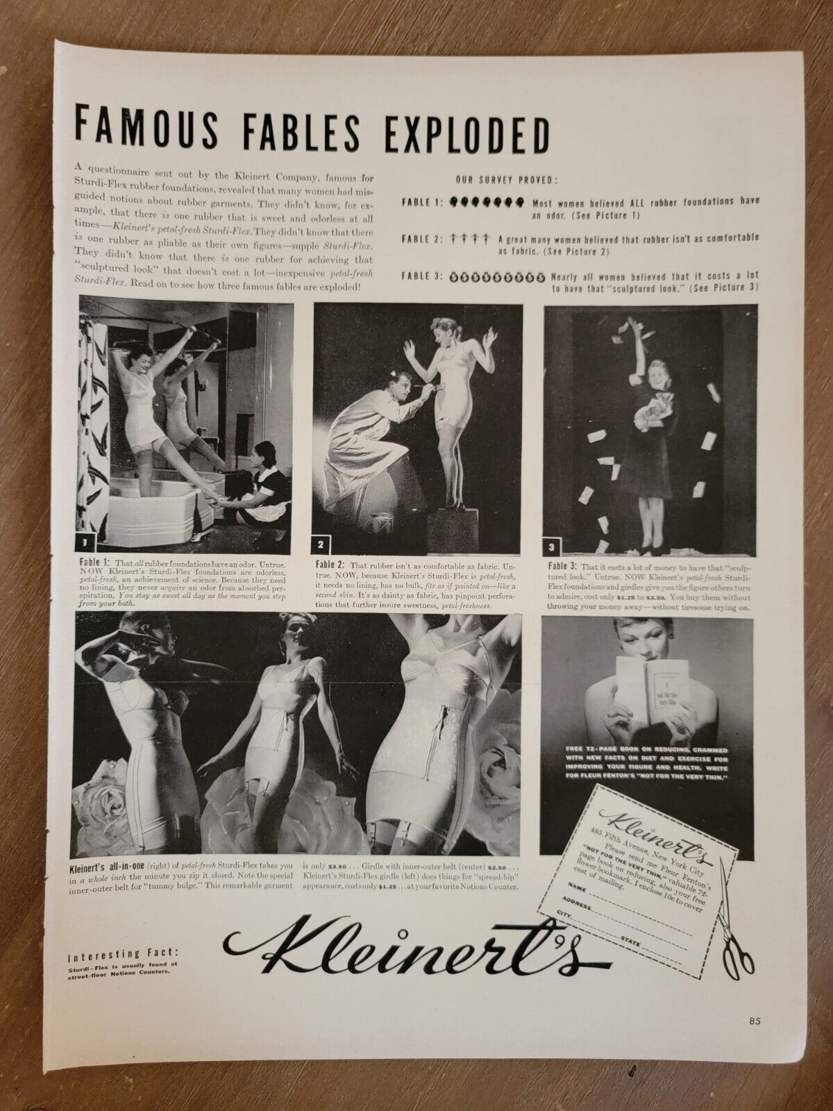 Vintage 1940 Kleinert\'s Famous Fable Exploded Print Ad Advertisement