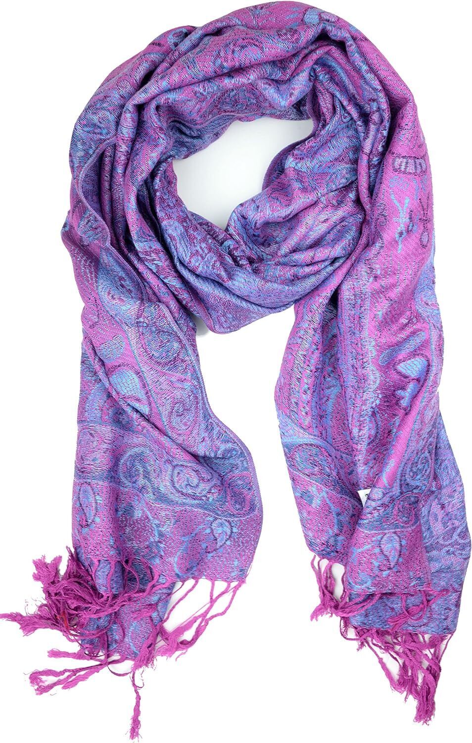 Plum Feathers Pashmina Scarf with Ethnic Tapestry Style Purple 