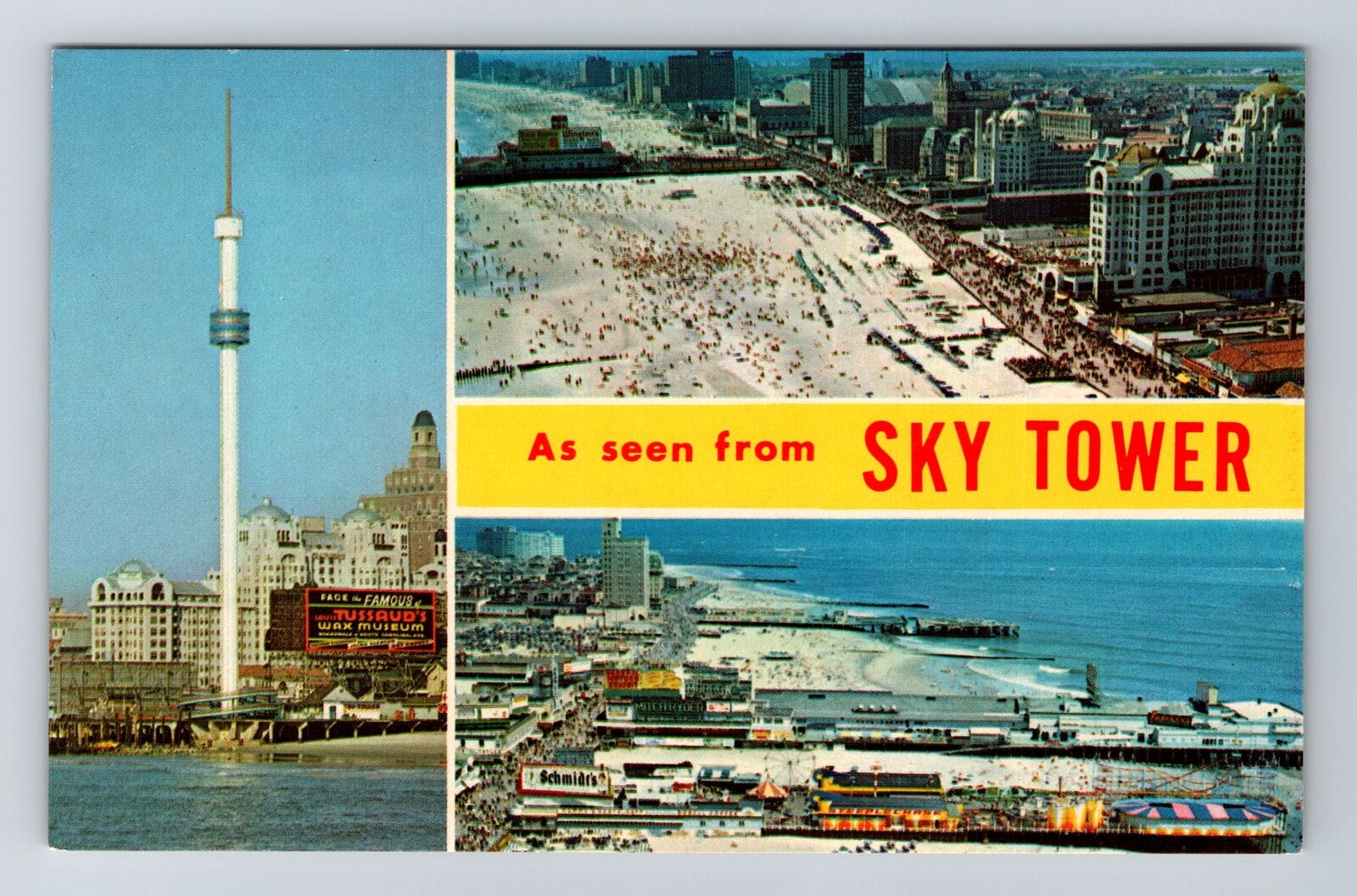 Atlantic City NJ-New Jersey, Views From Sky Tower, Boardwalk, Vintage Postcard