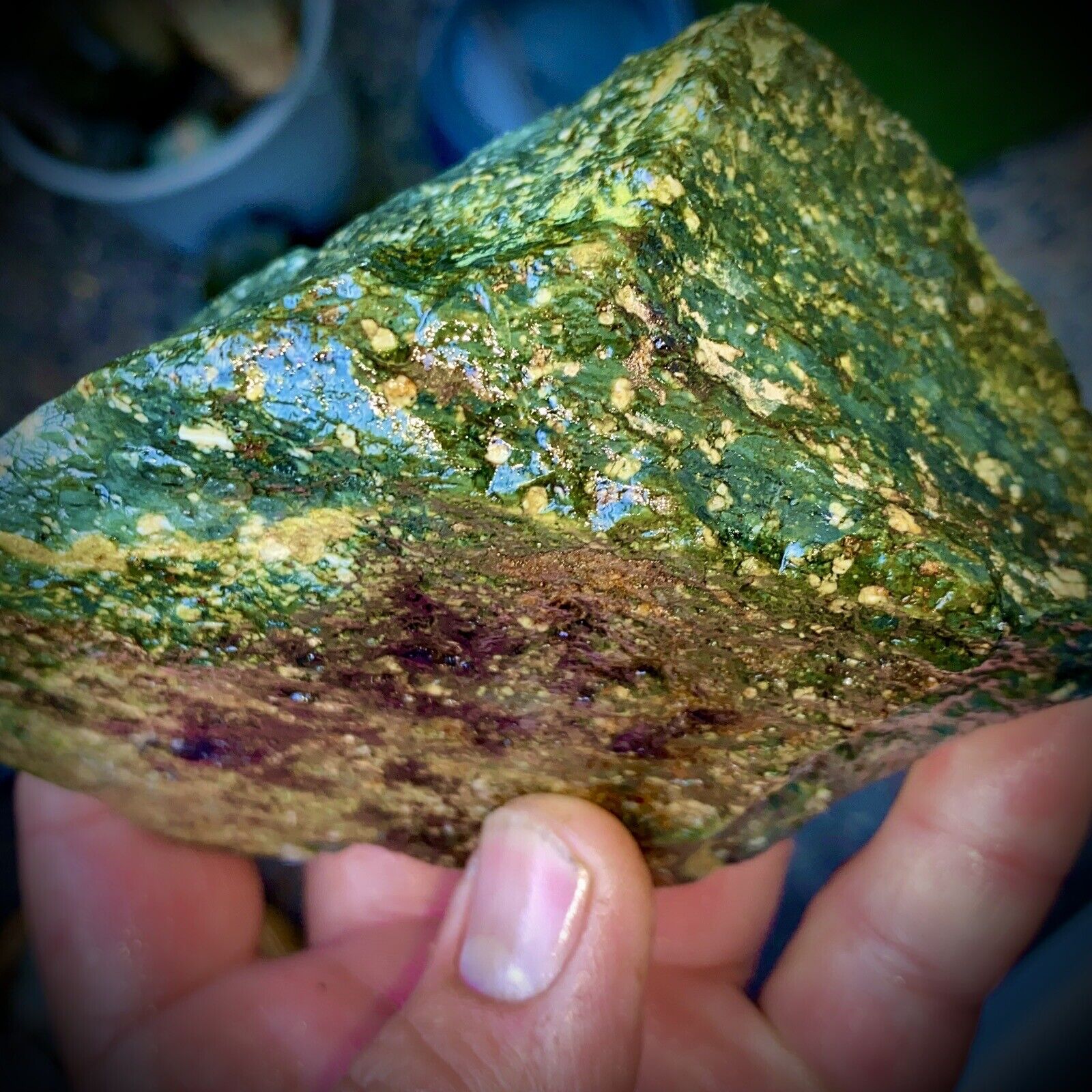 Bright Green And Yellow Unique Jasper Nodule Spotted with/ Cool Pattern