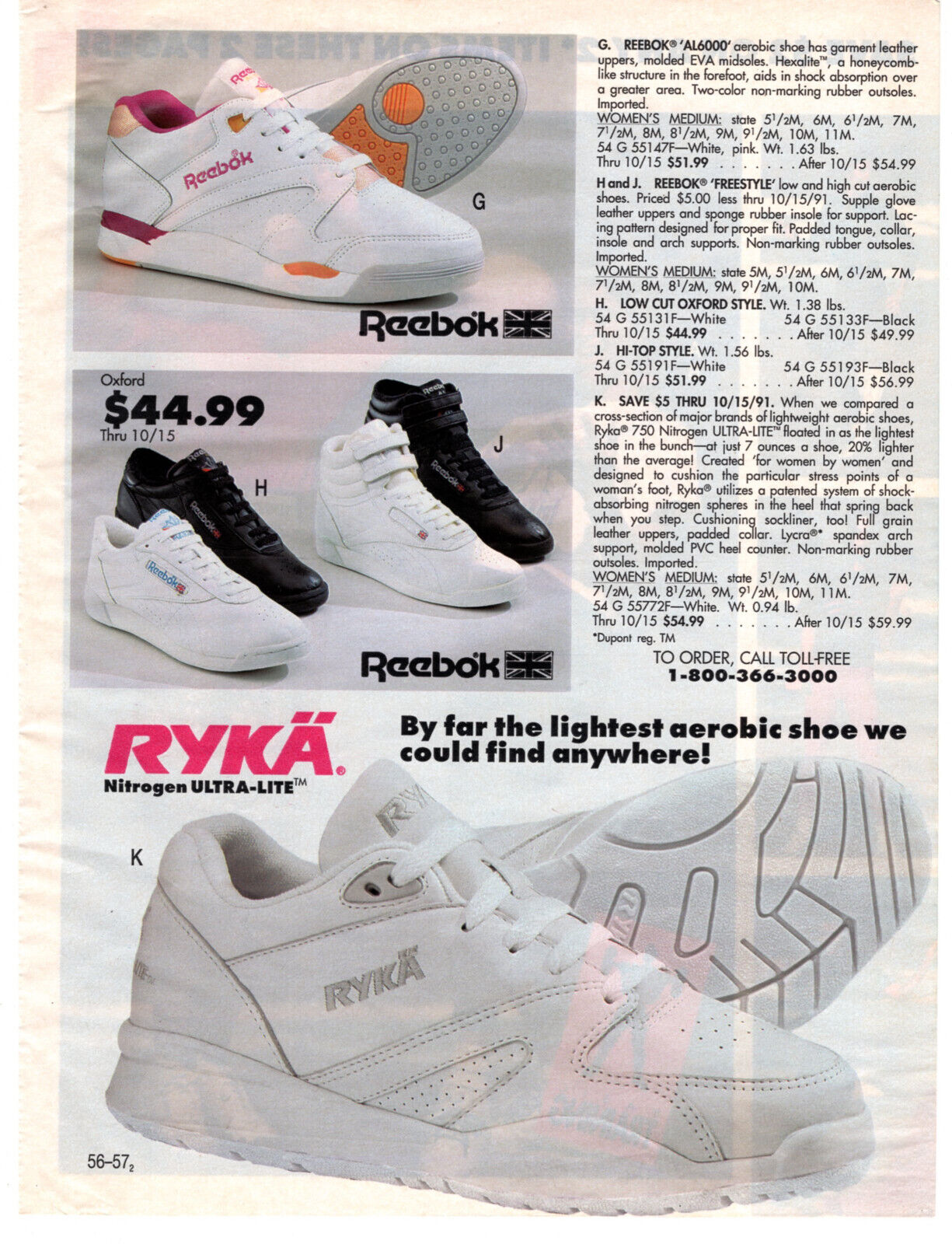 REEBOK AL6000 FREESTYLE RYKA Womens Sneakers 1991 Vintage Print Ad Original