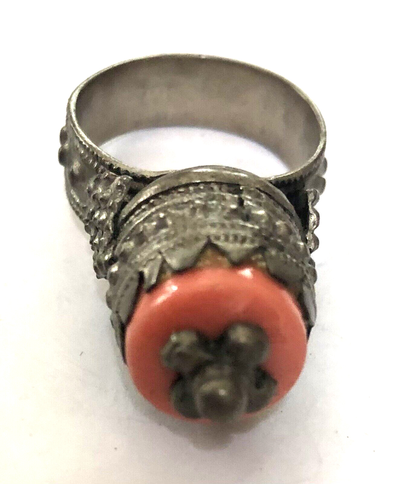 Vintage PERSIAN & Coral Tribal  Ring  Size 11