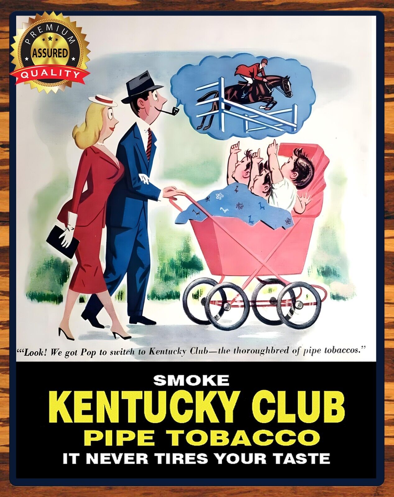 Smoke Kentucky Club Pipe Tobacco - Vintage - Metal Sign 11 x 14