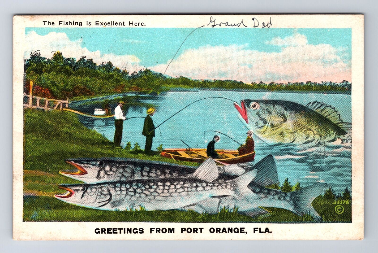 Port Orange FL-Florida, General Greetings, Humorous Fishing Vintage Postcard