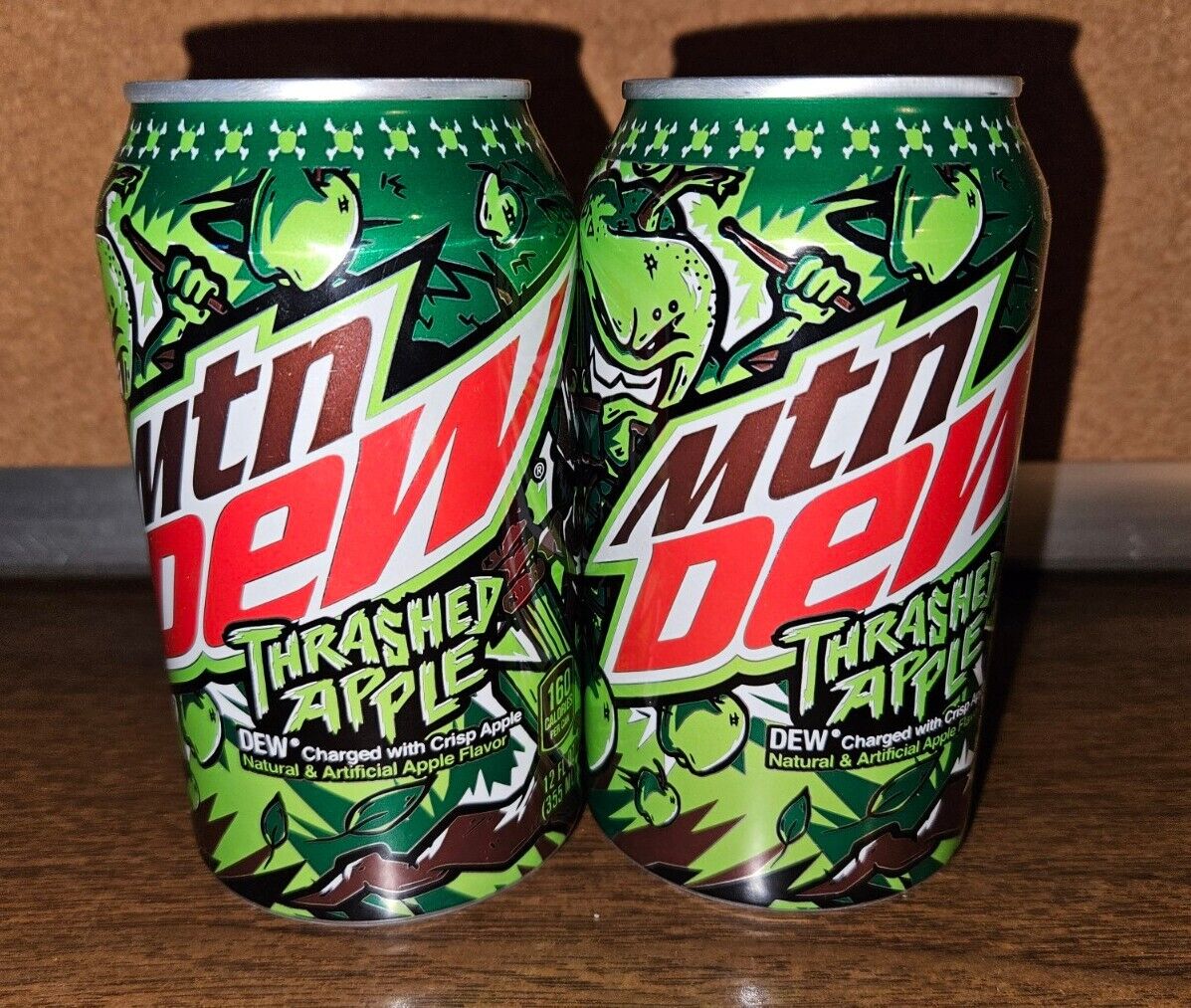 2x Unopened Mountain Dew MTN Dew Thrashed Apple charged 12oz Can Green - Kroger