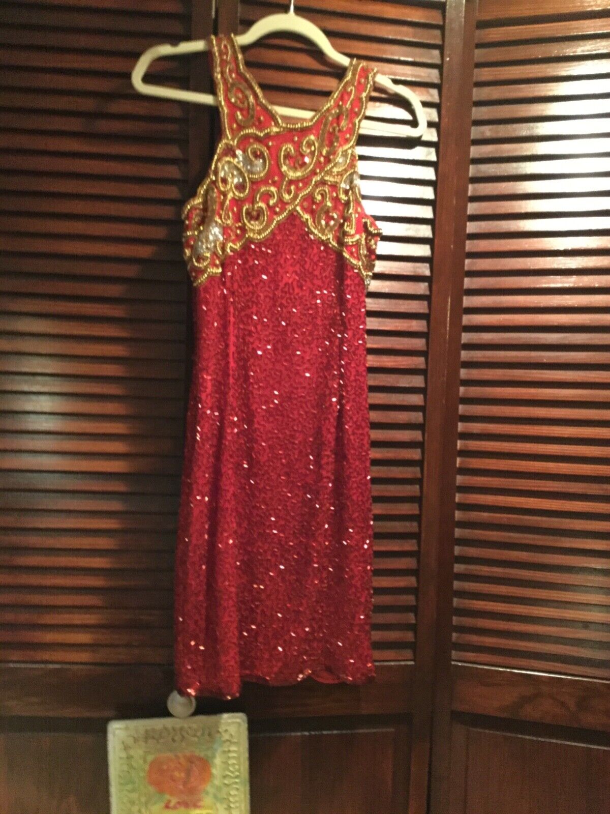 Red and Gold Beaded Dress Size Small