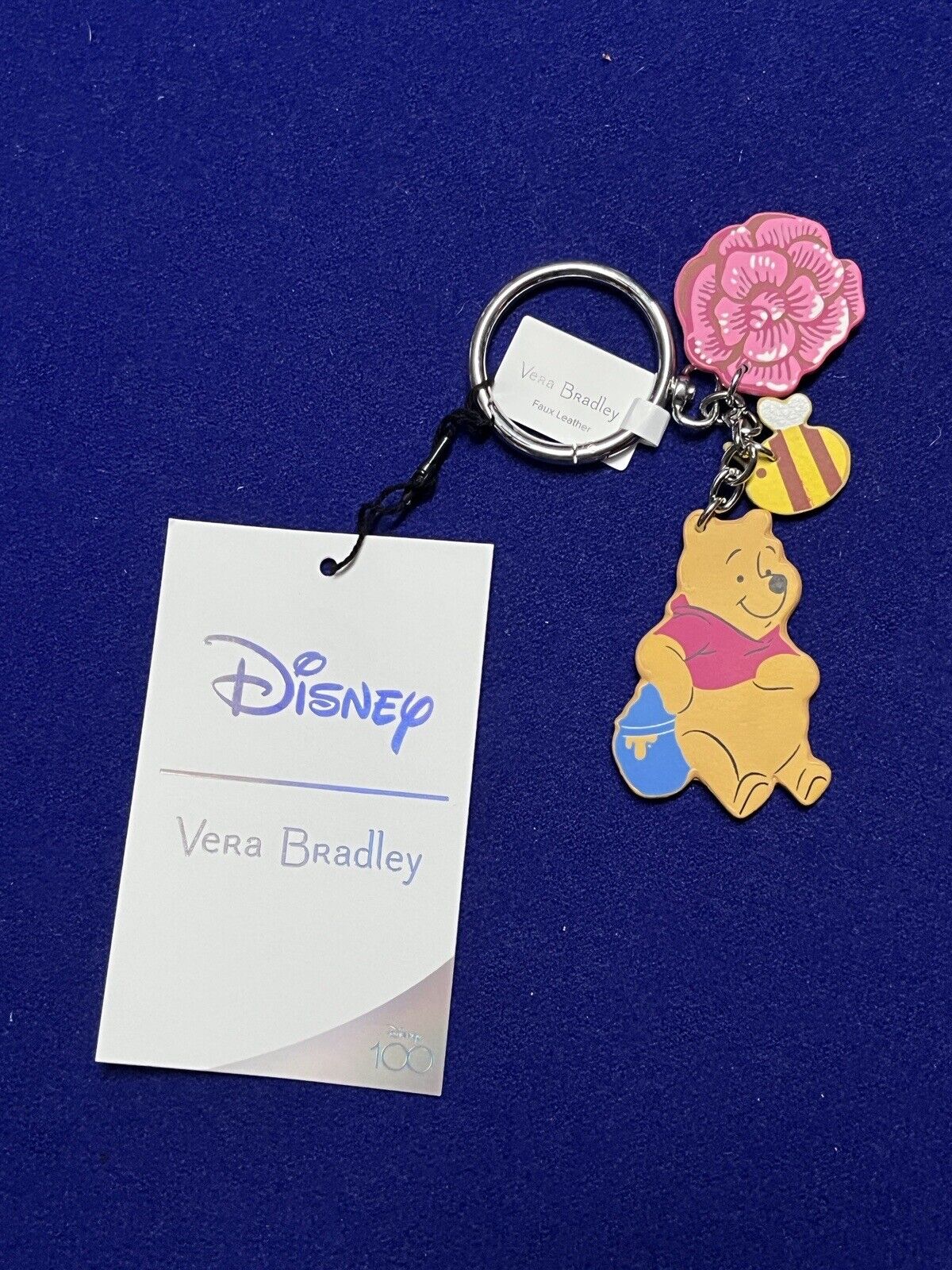 Vera Bradley Disney 100 Winnie the Pooh Bag Charm Keychain NEW