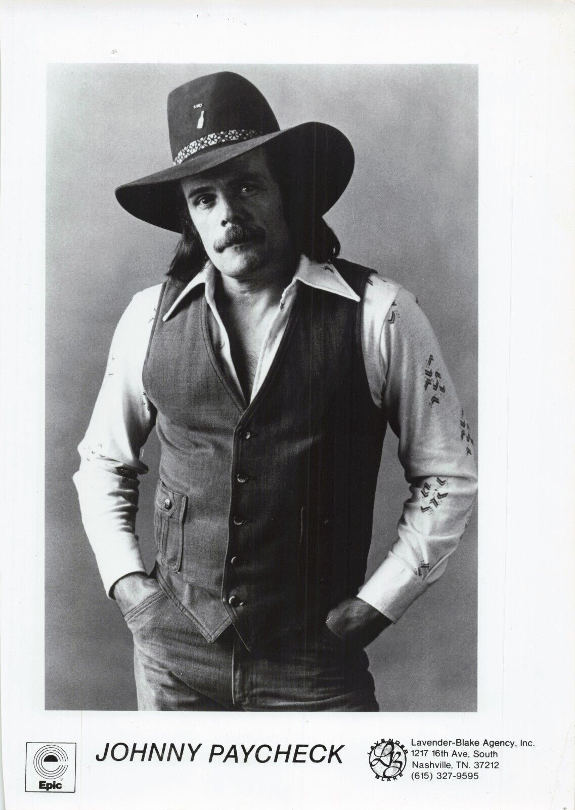 JOHNNY PAYCHECK VINTAGE 8x10 Photo COUNTRY MUSIC