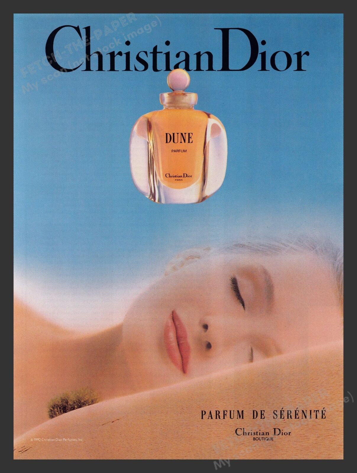 Christian Dior 1990s Print Advertisement 1993 Perfume Dune Parfum Sleeping