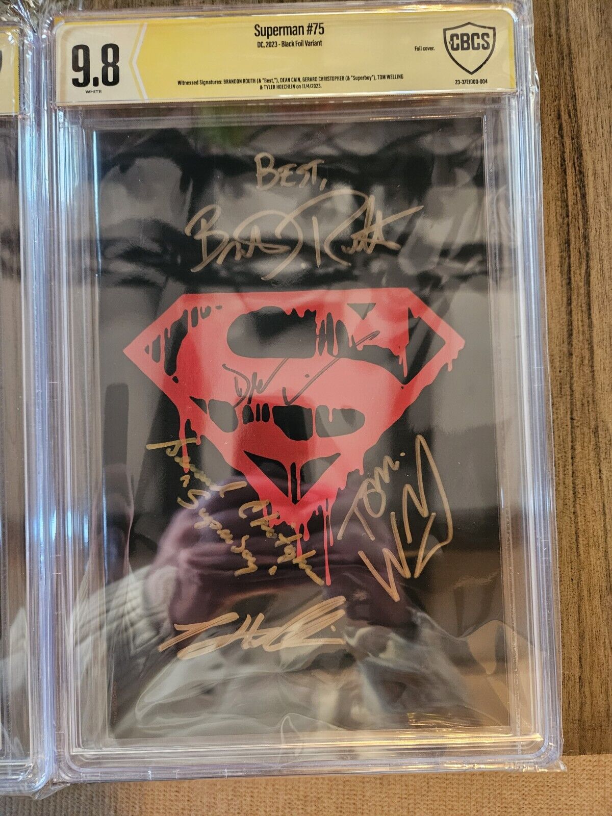Superman #75 SIGNED BY 6  SUPERMEN ACTORS 🔥 🔥 Black Foil