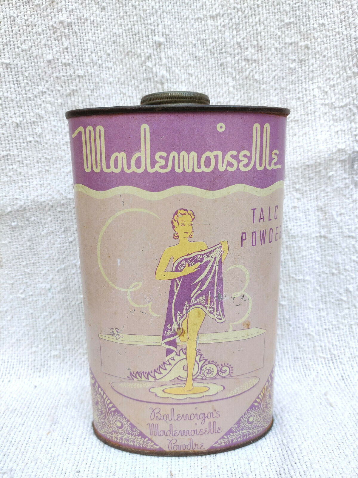 Vintage Advertising Balenciaga Mademoiselle Talc Powder Sealed Tin Box TB1469