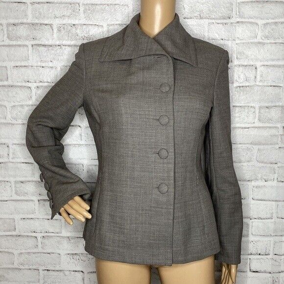 St. John gray wool blazer jacket 4 