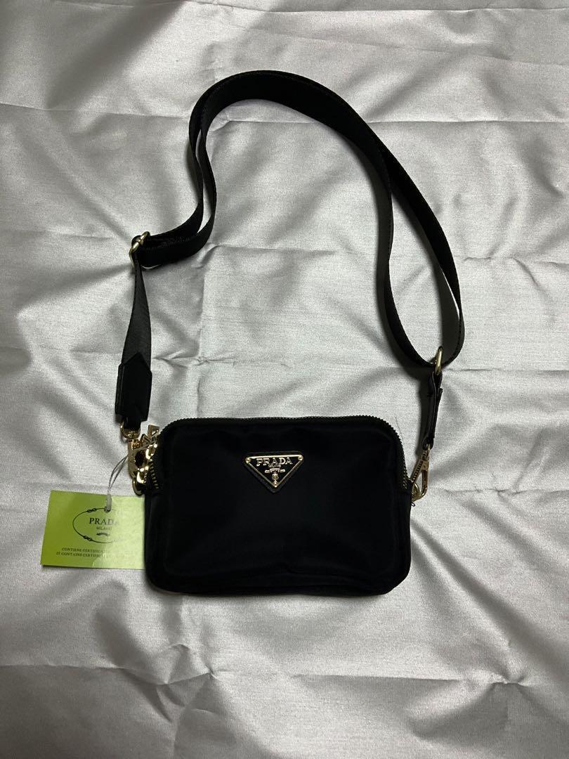 PRADA Shoulder Bag Pouch Novelty Black Polyester Ladies 12x19x5cm