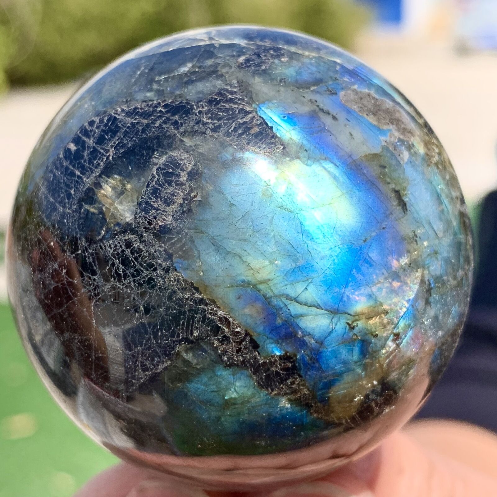 180G Natural Gorgeous Labradorite QuartzCrystal Stone Specimen ball Healing