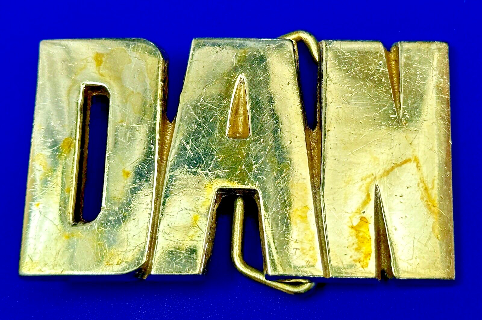 DAN - Custom Name cutout block letters 1978 Solid Brass Belt Buckle by Baron