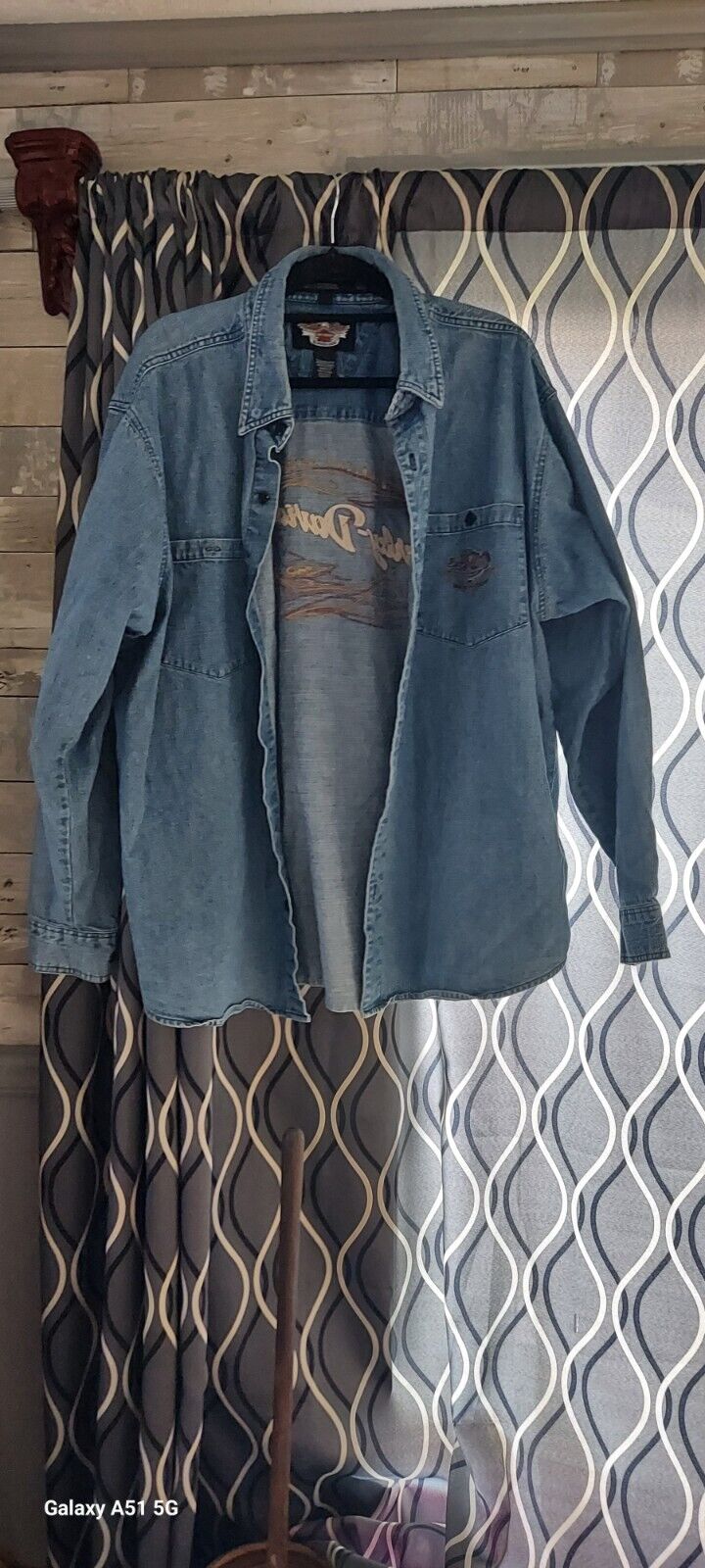 Harley Davidson Blue Jean Long Sleeve Shirt Size XXL Unisex Denim Great Stitchin