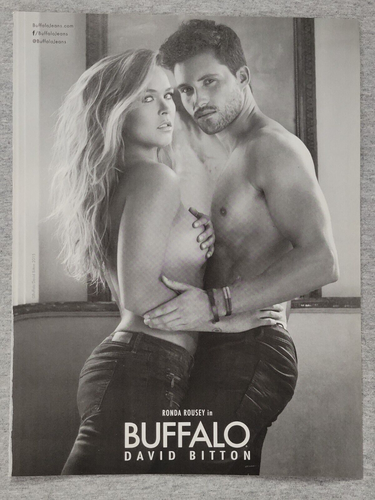 2015 Magazine Advertisement Page Sexy Ronda Rousey Buffalo David Bitton Jeans Ad