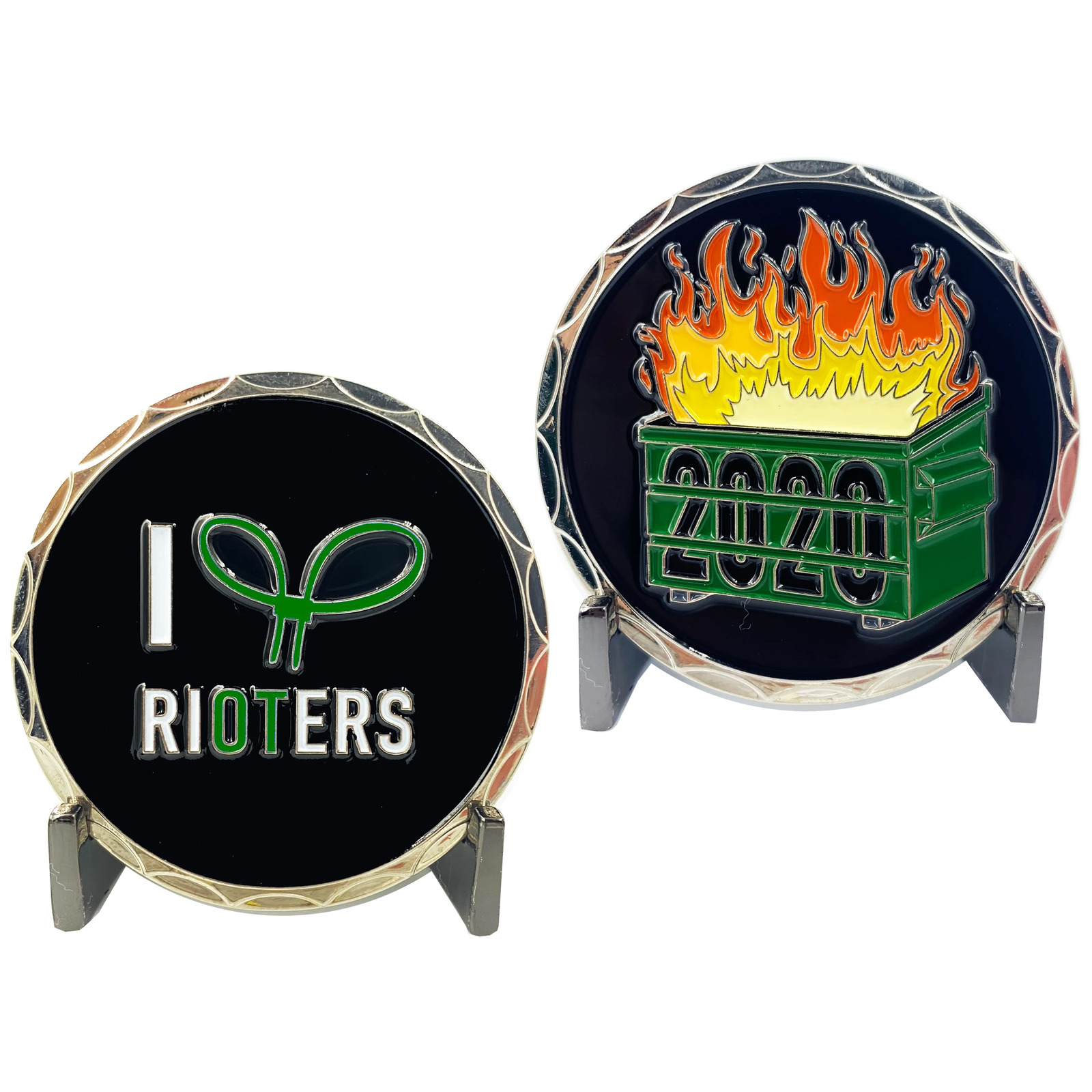 DL2-05 I Love Rioters 2020 Dumpster Fire Handcuff Zip Ties Police Thin Green Lin