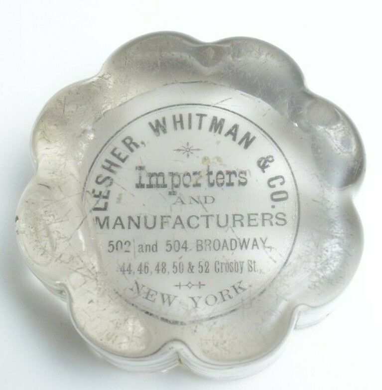 Antique 1890-1910 Lesher, Whitman & Co. Paperweight - Crosby St, New York City