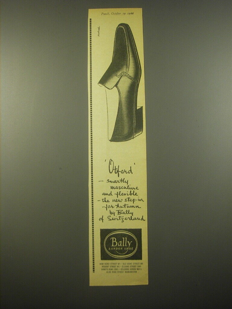 1966 Bally of Switzerland Oxford Shoes Ad - smartly masculine
