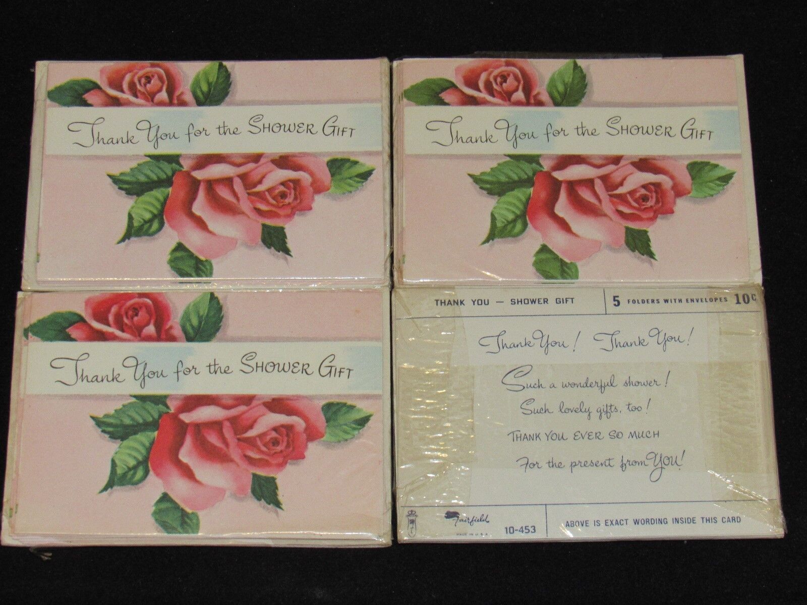 ~20 Vintage Fairfield Thank You Shower Gift Cards Shabby Chic Roses Flowers~