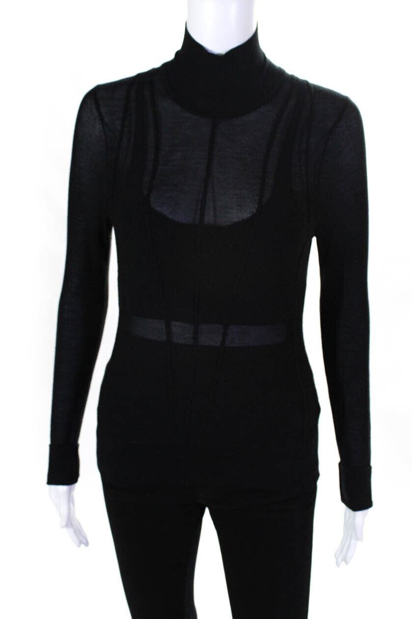 Narciso Rodriguez Womens Silk Long Sleeve Turtleneck Sweater Black 40 European