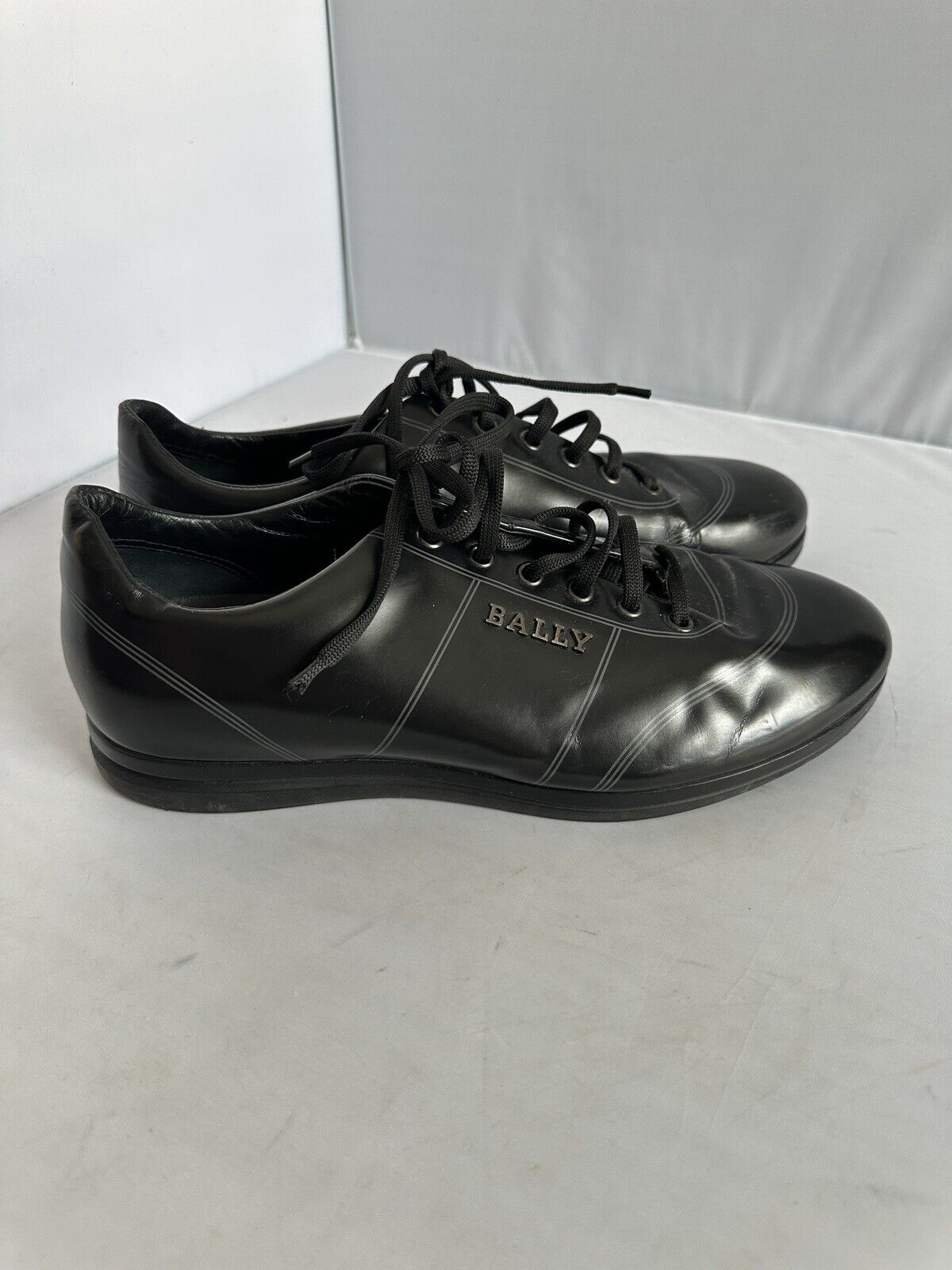 BALLY Svid Kallan Black Leather shoes UK  7 E/ US Men’s 8D Swiss Made.