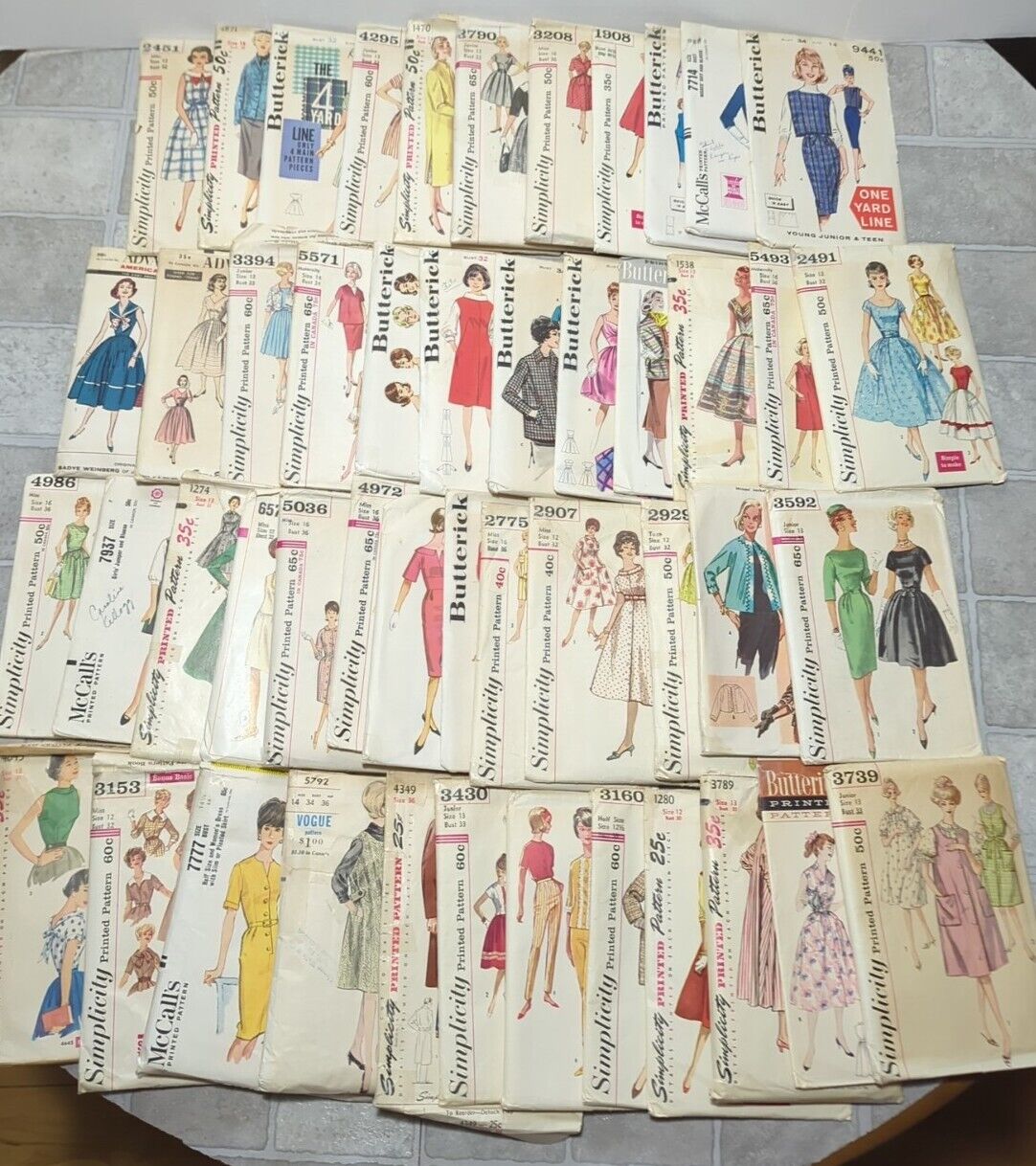 Lot of 48 Vintage Sewing Patterns 1950s Ladies Mostly Dresses