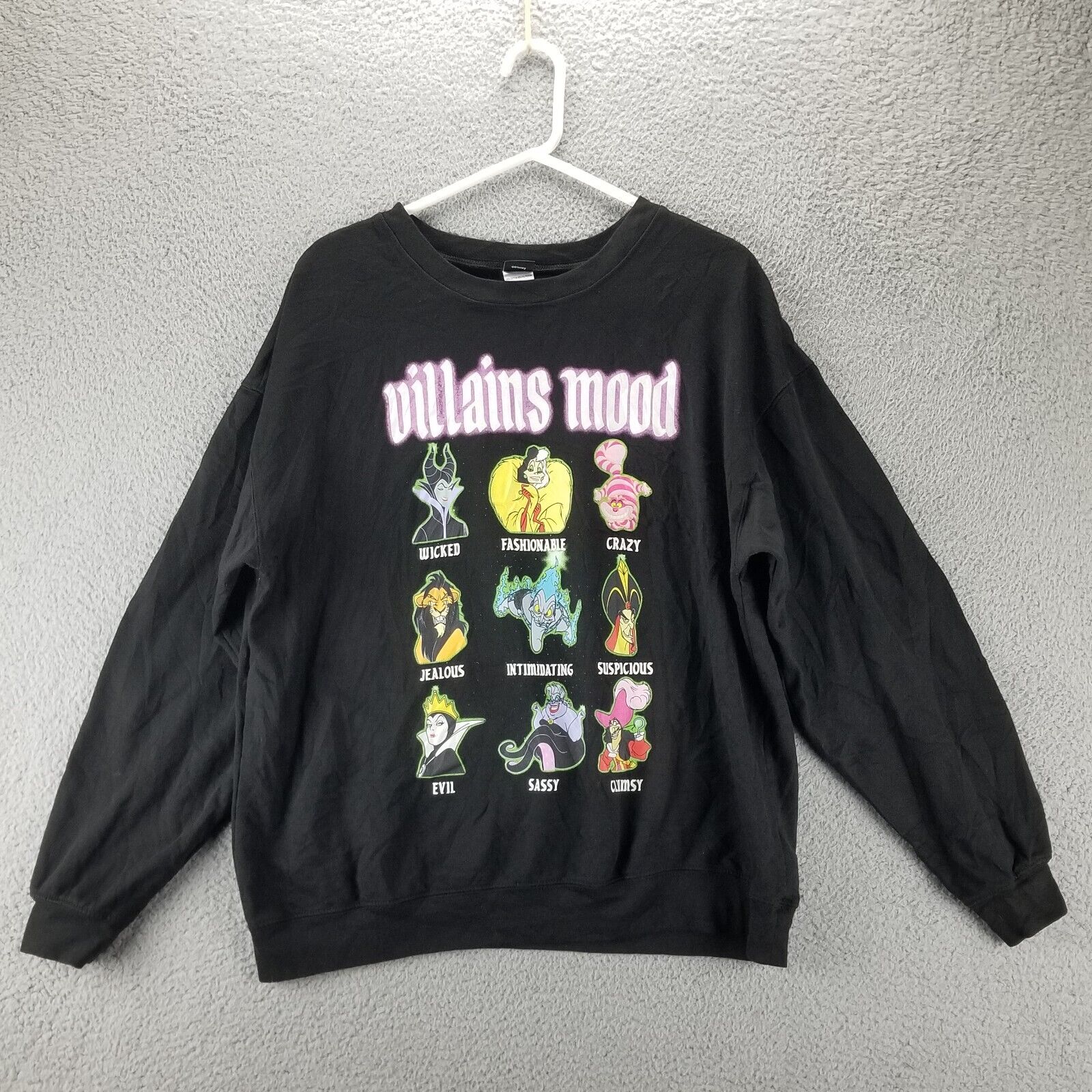 Disney Villains Womens Sweatshirt Size XXL 19 Villians Mood Black 2X Plus Size