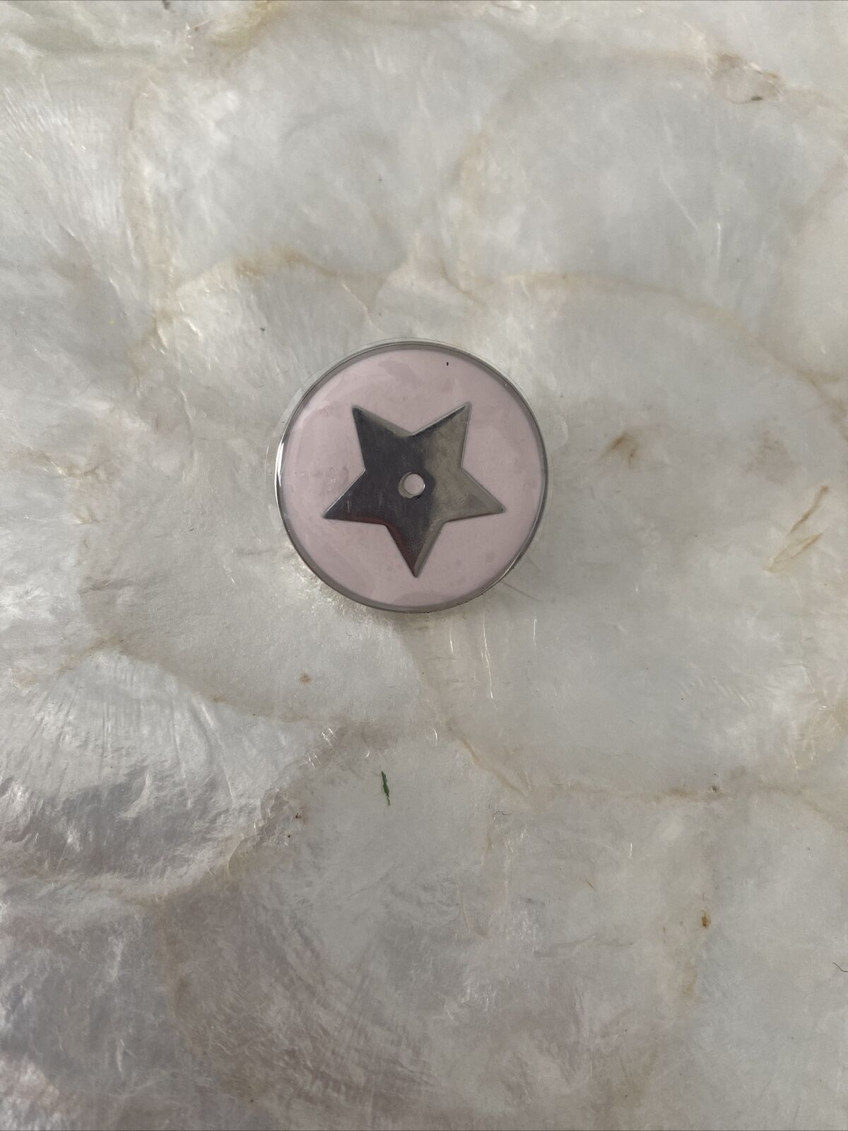 AUTHENTIC CHRISTIAN DIOR PINK & SILVER DIOR STAR PIN BADGE JEWELLERY NEW