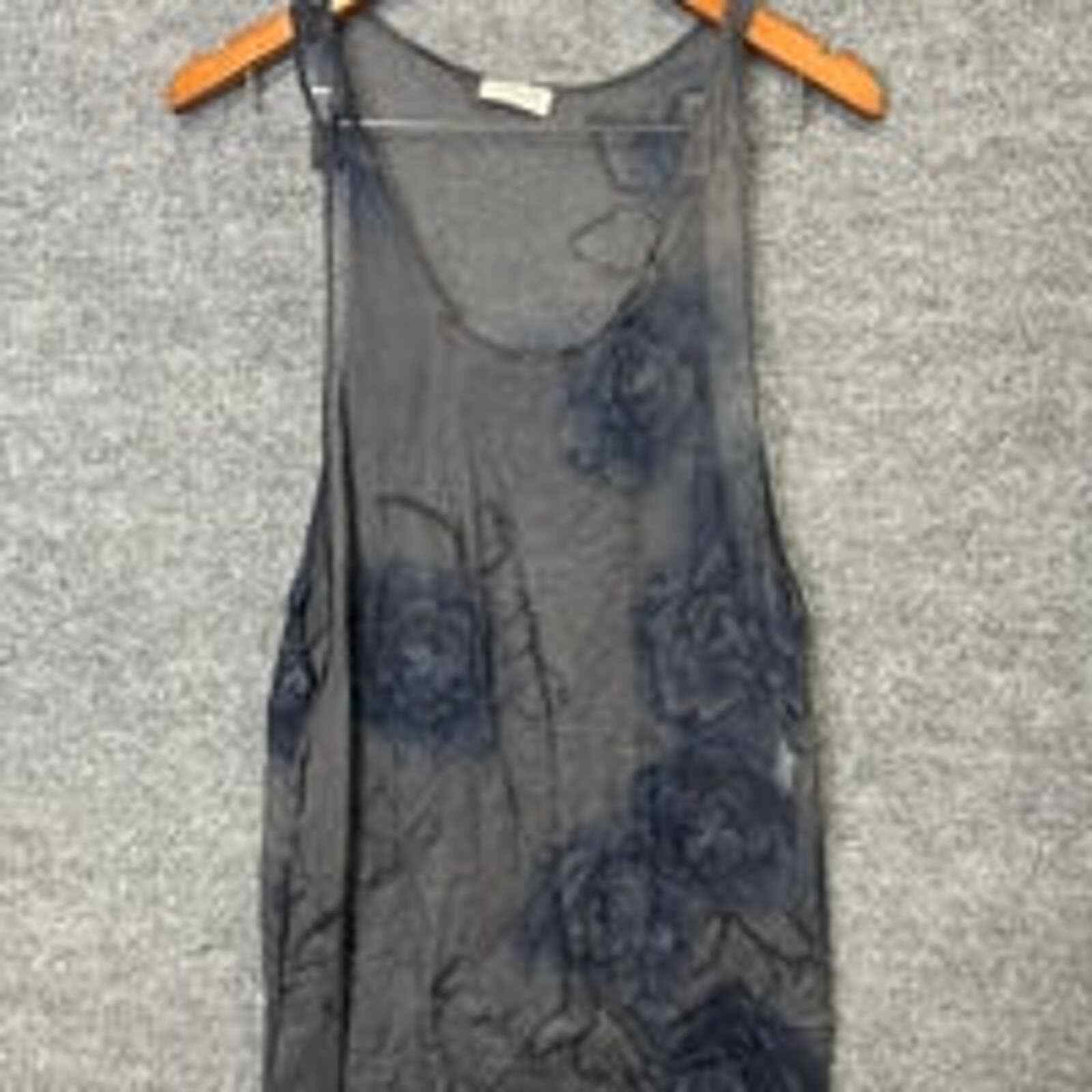 Dries Van Noten silk mesh black floral tank top size large