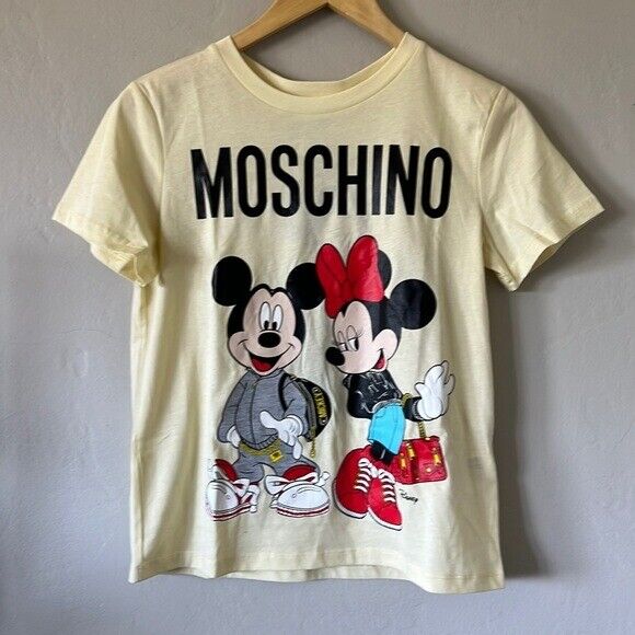 Moschino H&M Disney Mickey Minnie T-Shirt Yellow Women's X-Small NWT