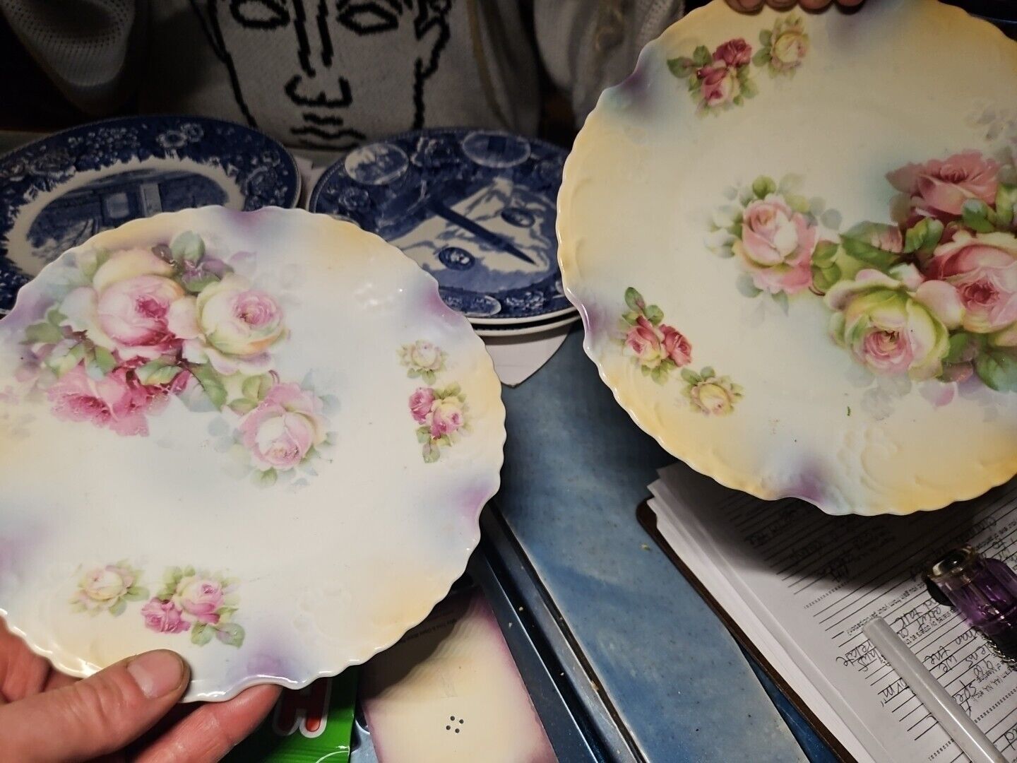 Dual Painted Vintage Floral Plates
