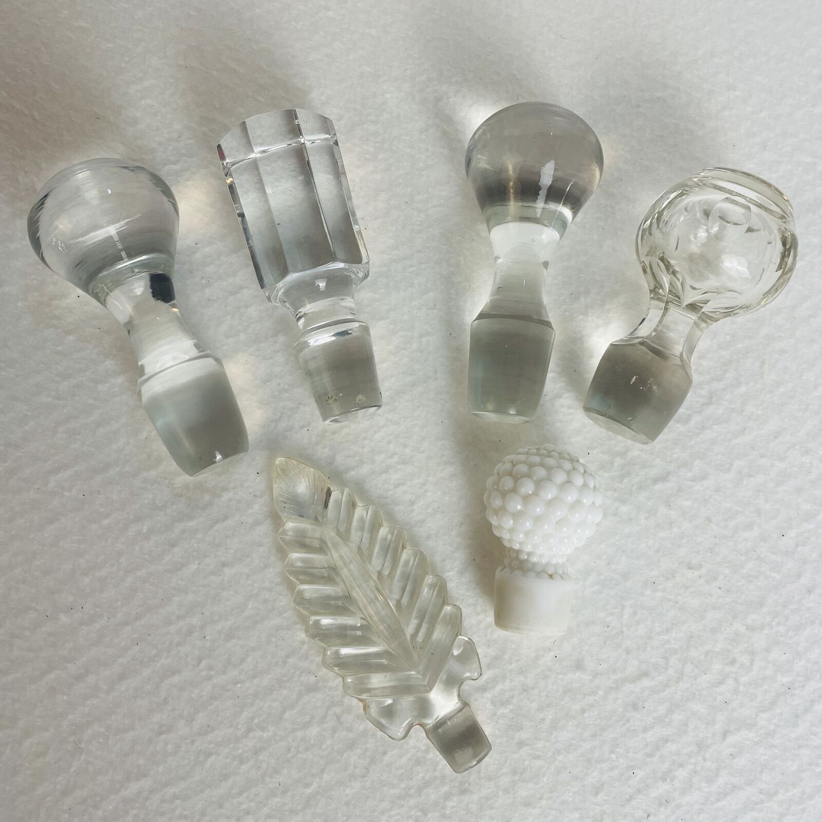 Vintage Crystal & Milk Glass Bottle Stoppers Collection