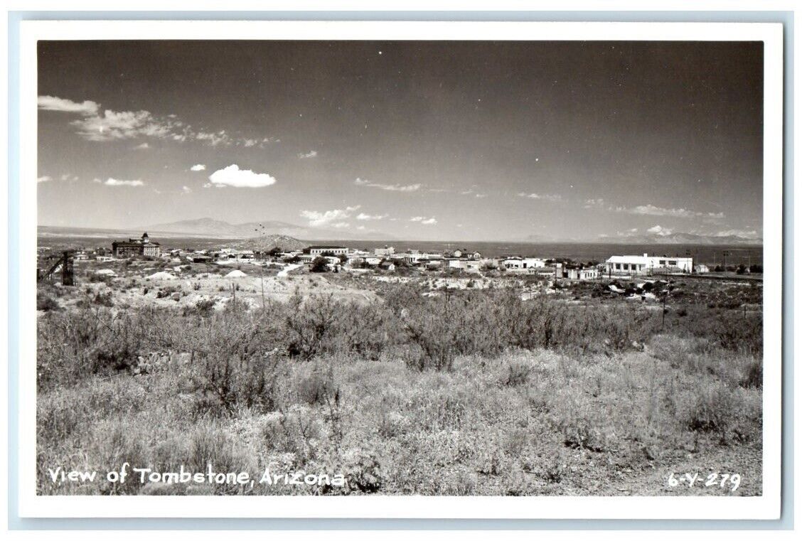 c1950's View Of Town Desert Mountain Tombstone Arizona AZ RPPC Photo Postcard