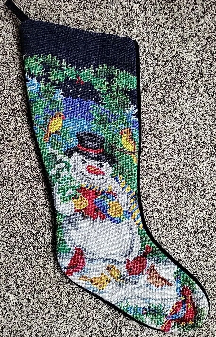Lands' End Needlepoint Christmas Stocking Blank Snowman Wool Discontinued C16