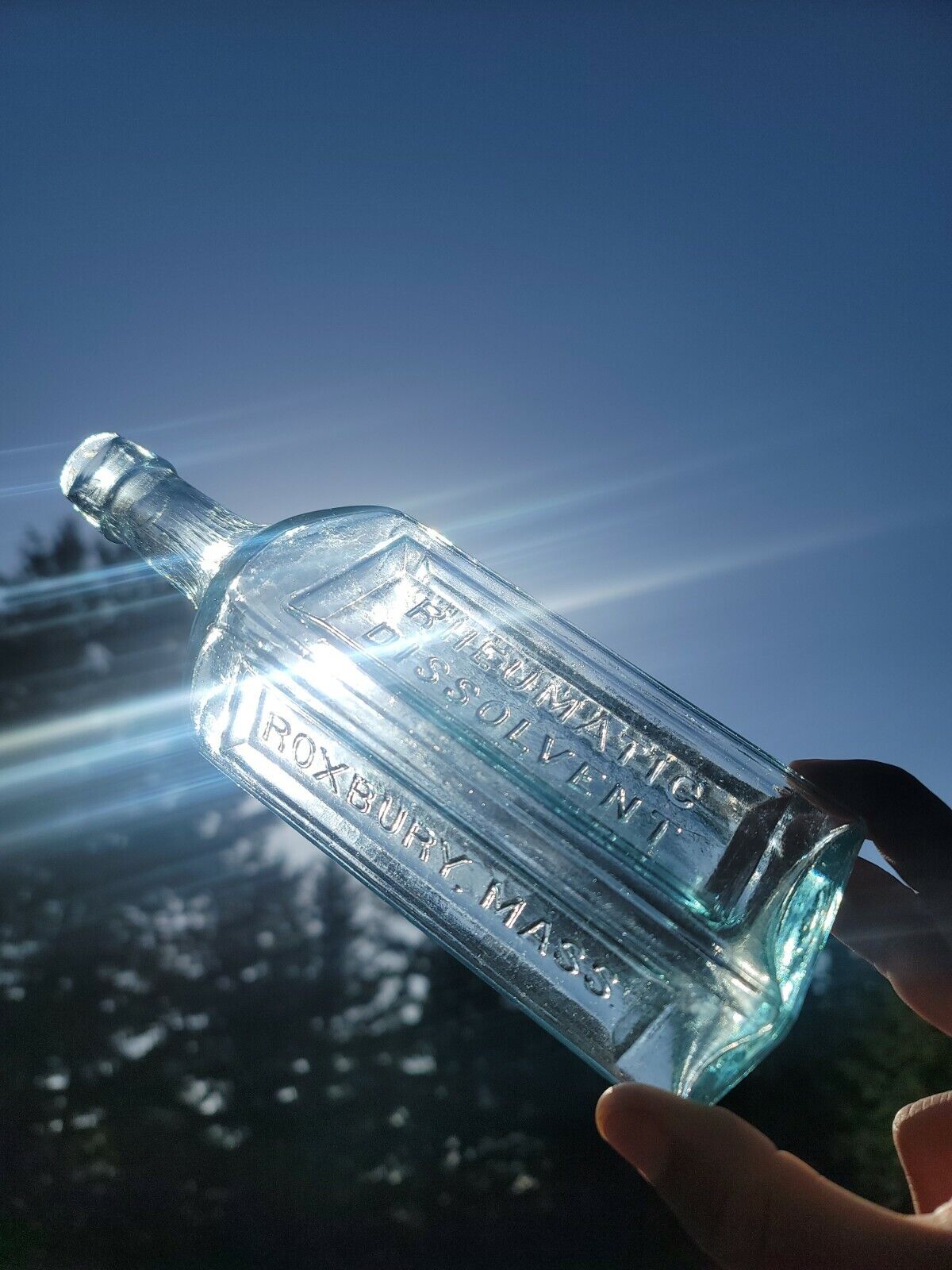 1890's STELLAR Blue Roxbury,Massachusetts Cure Bottle Antique  Dr.Kennedy's Med