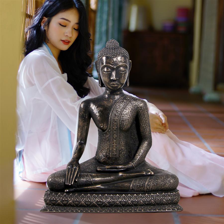 Meditation Sukhothai Dawn of Happiness Asian Seated Buddha Peace Zen Statue