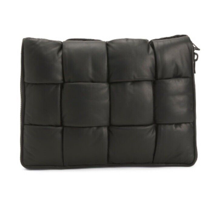 NEW BOTTEGA VENETA Black padded Leather Laptop Sleeve $2,250