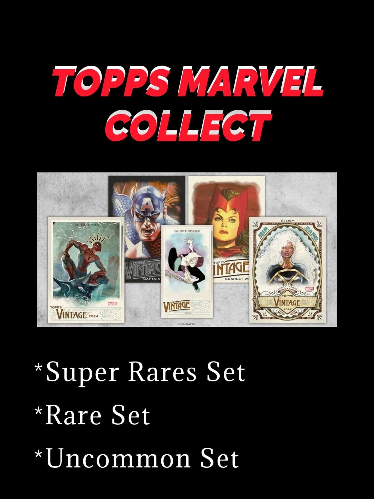 Topps Marvel Collect VINTAGE '24 SR/R/UC (104 DIGITAL CARDS)