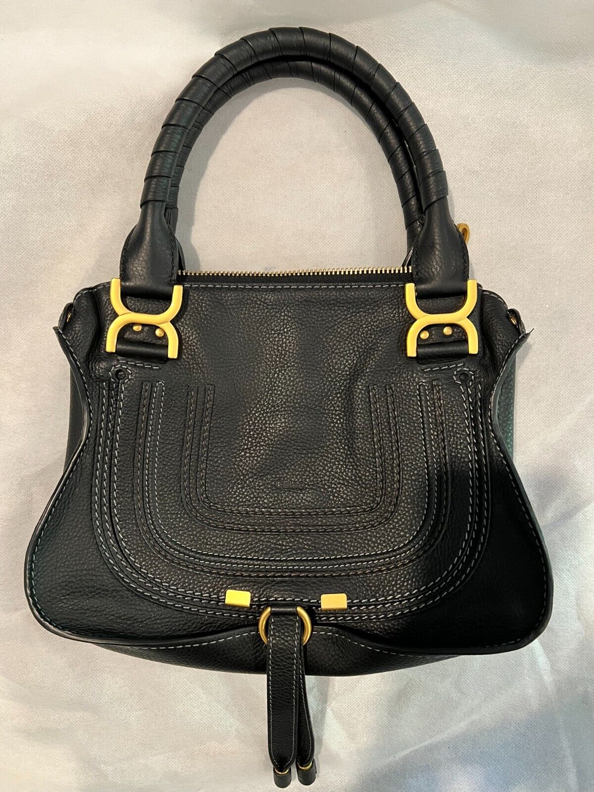 AUTH Chloe Leather Medium Marcie Handbag in black, really good condition