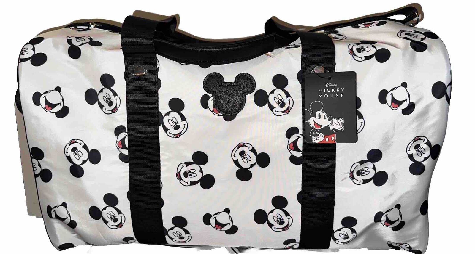 Disney Mickey Mouse Weekender Duffle Bag Black & White Tote Bag New