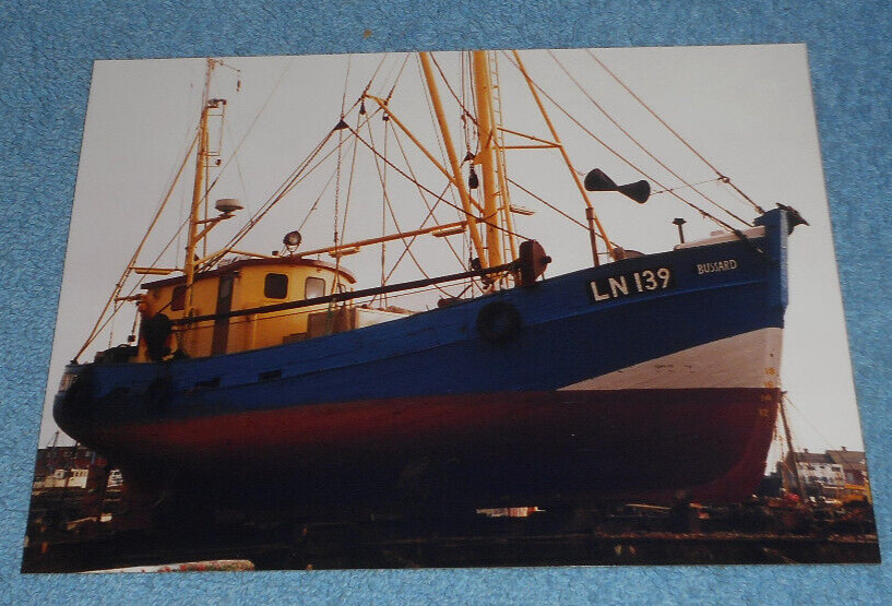 Vintage English Fishing Boat Photo King\'s Lynn Trawler LN139 Bussard In Dry Dock