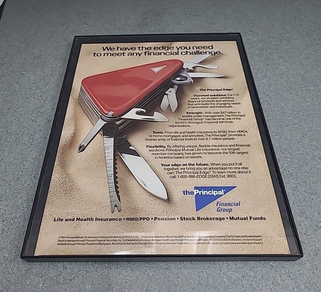1995 print ad The Principal Financial Group Swiss Army Knife Framed 8.5x11 
