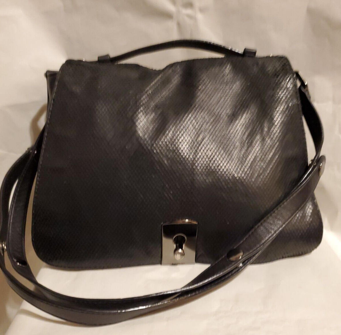 Botkier Black Super Soft Leather & Snake Satchel / Handbag / Shoulder Bag