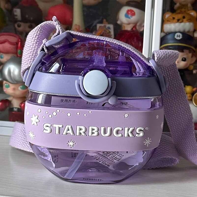 New Starbucks China 2021 Star Sky Round 14oz Purple Cold Water Bottle Straw Cup