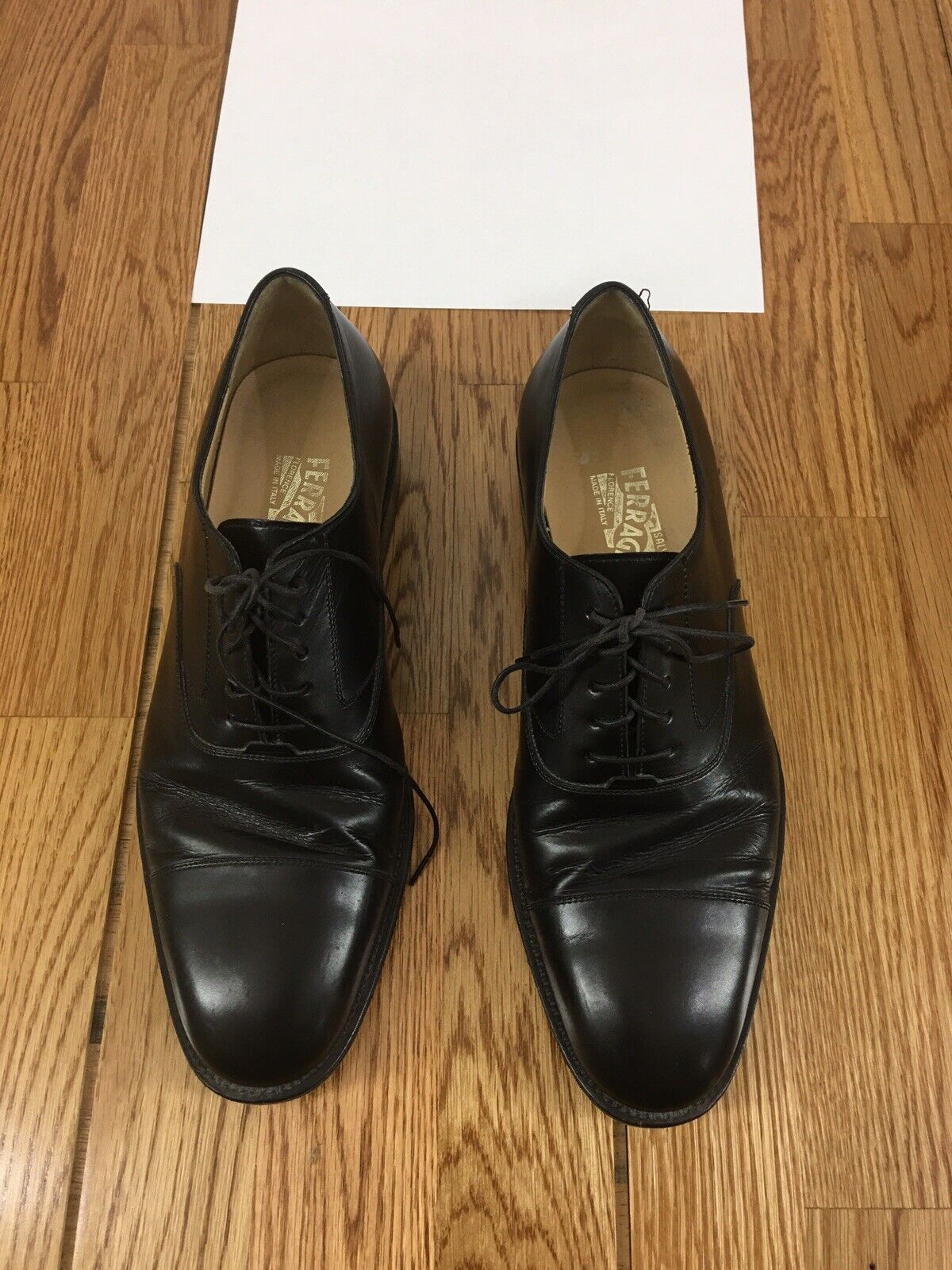 Salvatore Ferragamo Men’s size 10-M Black Leather Oxford Cap Toe Shoes Florence